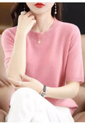 Short Sleeve Crew Neck Knit Sweater