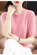 Short Sleeve Crew Neck Knit Sweater