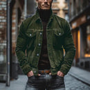 Solid Color Lapel Corduroy Jacket