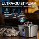 Stainless Steel Cat Water Fountain 108oz with Water Window