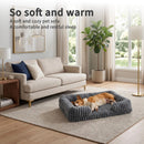 Striped Bolster Dog Bed, Rectangle Soft Calming Pet Bed with Raised Sides, Cozy