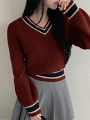 Striped Trim Knit Sweater