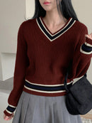 Striped Trim Knit Sweater