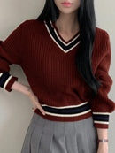 Striped Trim Knit Sweater
