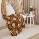 Burnt Umber Daisies Sherpa Blanket, iBuyXi.com