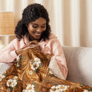 Burnt Umber Daisies Sherpa Blanket, iBuyXi.com