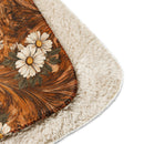 Burnt Umber Daisies Sherpa Blanket, iBuyXi.com