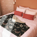Dark Botanical Sherpa Blanket, iBuyXi.com