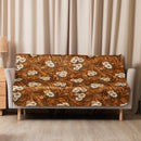 Burnt Umber Daisies Sherpa Blanket, iBuyXi.com