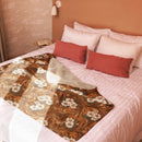 Burnt Umber Daisies Sherpa Blanket, iBuyXi.com