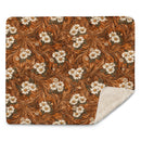 Burnt Umber Daisies Sherpa Blanket, iBuyXi.com