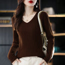 Textured V-Neck Knit Pullover