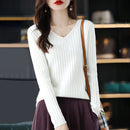 Textured V-Neck Knit Pullover