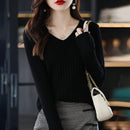 Textured V-Neck Knit Pullover