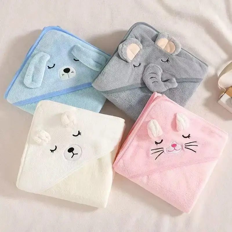 Toddler Hooded Bath Towel with Cartoon Hood