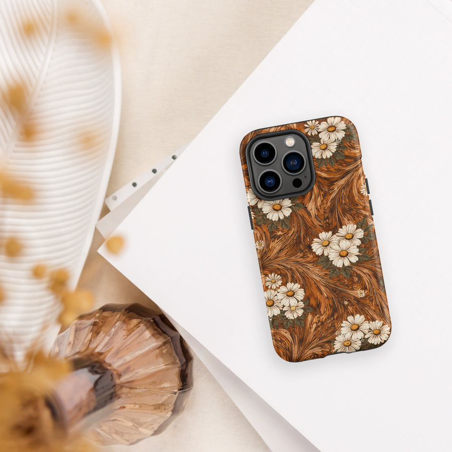 Burnt Umber Daisies Tough Case for iPhone