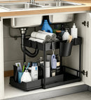 Under Sink Organizer 2 Tier Pull Out Sliding Cabinet Storage Rack
