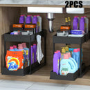 Under Sink Organizer 2 Tier Pull Out Sliding Cabinet Storage Rack