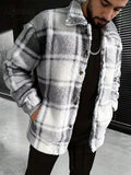 Vintage Buttoned Plaid Fleece Jacket