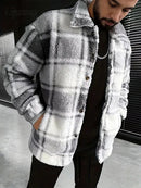 Vintage Buttoned Plaid Fleece Jacket