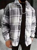 Vintage Buttoned Plaid Fleece Jacket