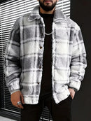 Vintage Buttoned Plaid Fleece Jacket