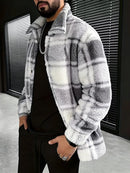 Vintage Buttoned Plaid Fleece Jacket