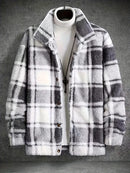 Vintage Buttoned Plaid Fleece Jacket