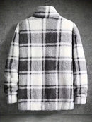 Vintage Buttoned Plaid Fleece Jacket