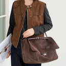 Vintage Frosted Cowhide Suede Tote Bag