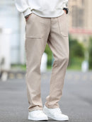 Washed Cotton Straight Leg Cargo Pants