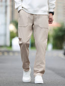 Washed Cotton Straight Leg Cargo Pants
