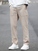 Washed Cotton Straight Leg Cargo Pants