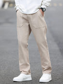 Washed Cotton Straight Leg Cargo Pants