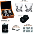 Whiskey Stones Gift Set with 2 Glasses and Wooden Box