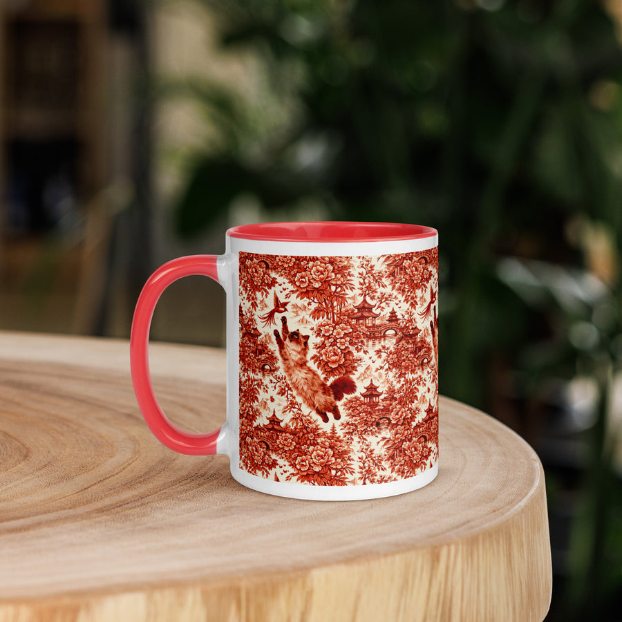 Siamese Cat Floral Mug Color Inside
