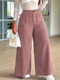 Wide Leg Corduroy Pants with Elastic Back Waist