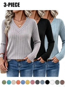 Women's 3-Pack Ribbed Knit V-Neck Sweaters Tops New Fall Fashion 2026 for Women