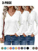 Women's 3-Pack Ribbed Knit V-Neck Sweaters Tops New Fall Fashion 2026 for Women