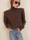 Women's Loose Turtleneck Sweater Warm Solid Pullover Knitwear