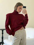 Women's Loose Turtleneck Sweater Warm Solid Pullover Knitwear