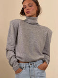 Women's Loose Turtleneck Sweater Warm Solid Pullover Knitwear