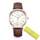 Women's Rose Gold Quartz Watch with Pink Leather Strap