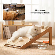 Wooden Sisal Cat Scratcher Ramp with Rolling Balls
