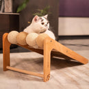 Wooden Sisal Cat Scratcher Ramp with Rolling Balls