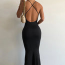 Elegant Backless Draped Bodycon Sleeveless Gown Maxi Dress, ibuyxi.com