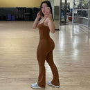 Backless Straps Flare Pant Solid Jumpsuit, ibuyxi.com