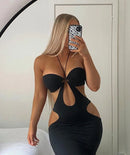 Halter Cutout Sleeveless Backless Maxi Dress, ibuyxi.com