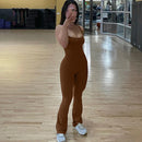 Backless Straps Flare Pant Solid Jumpsuit, ibuyxi.com