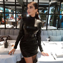 Long Sleeve Ruched Bodycon Mini Dress, ibuyxi.com